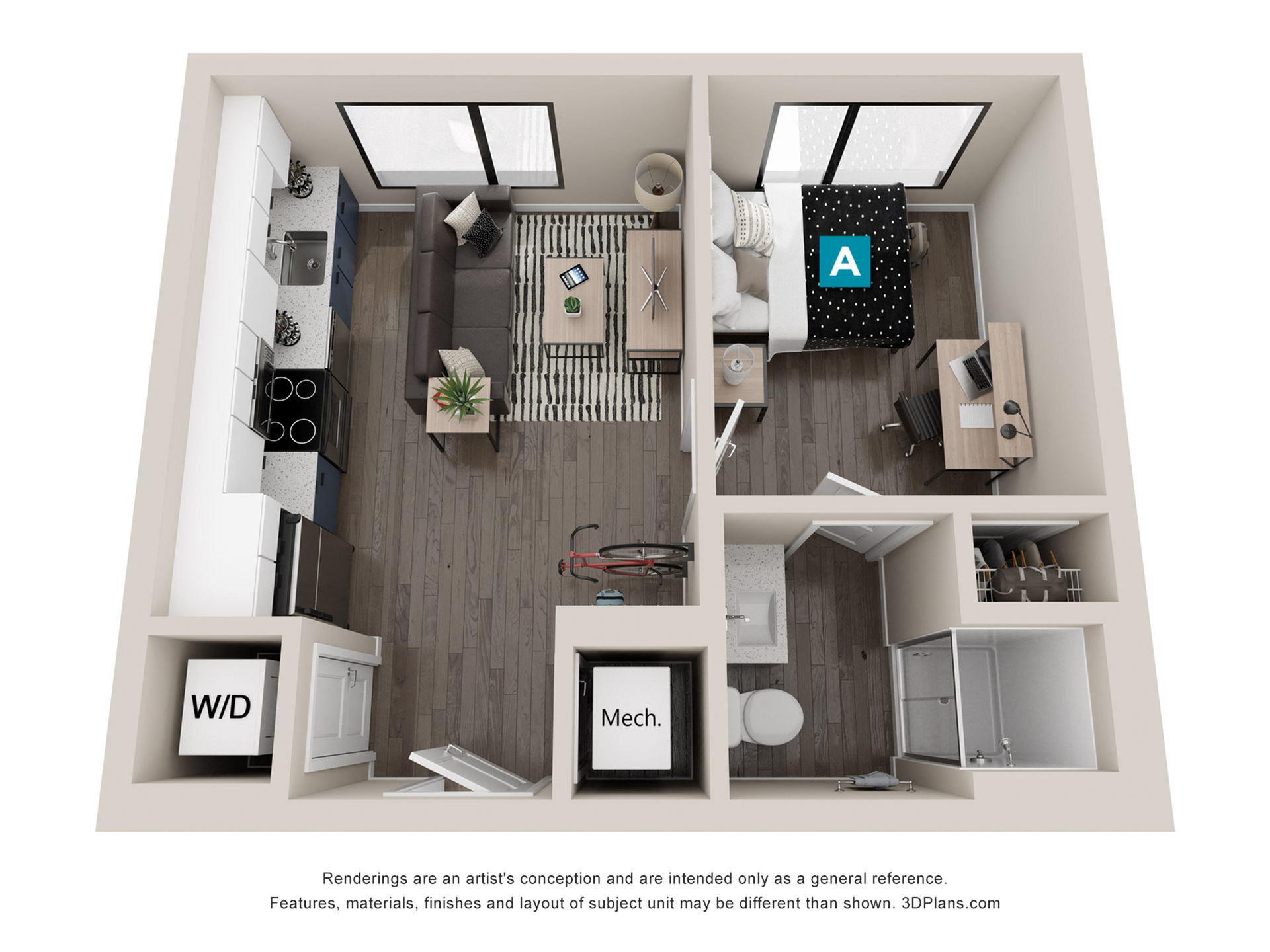 A2 - 1x1 Floor plan