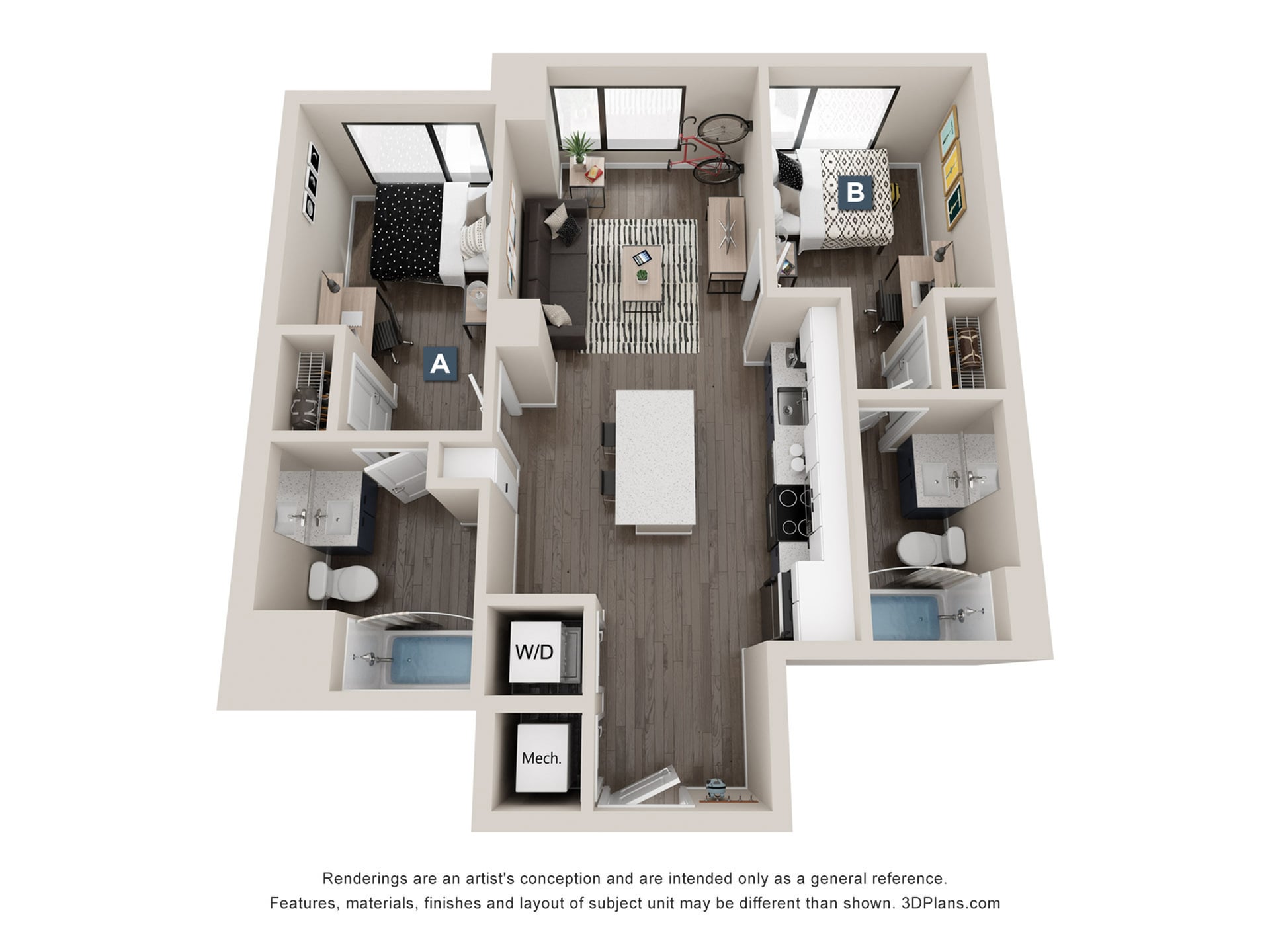 B2 - 2x2 Floor plan