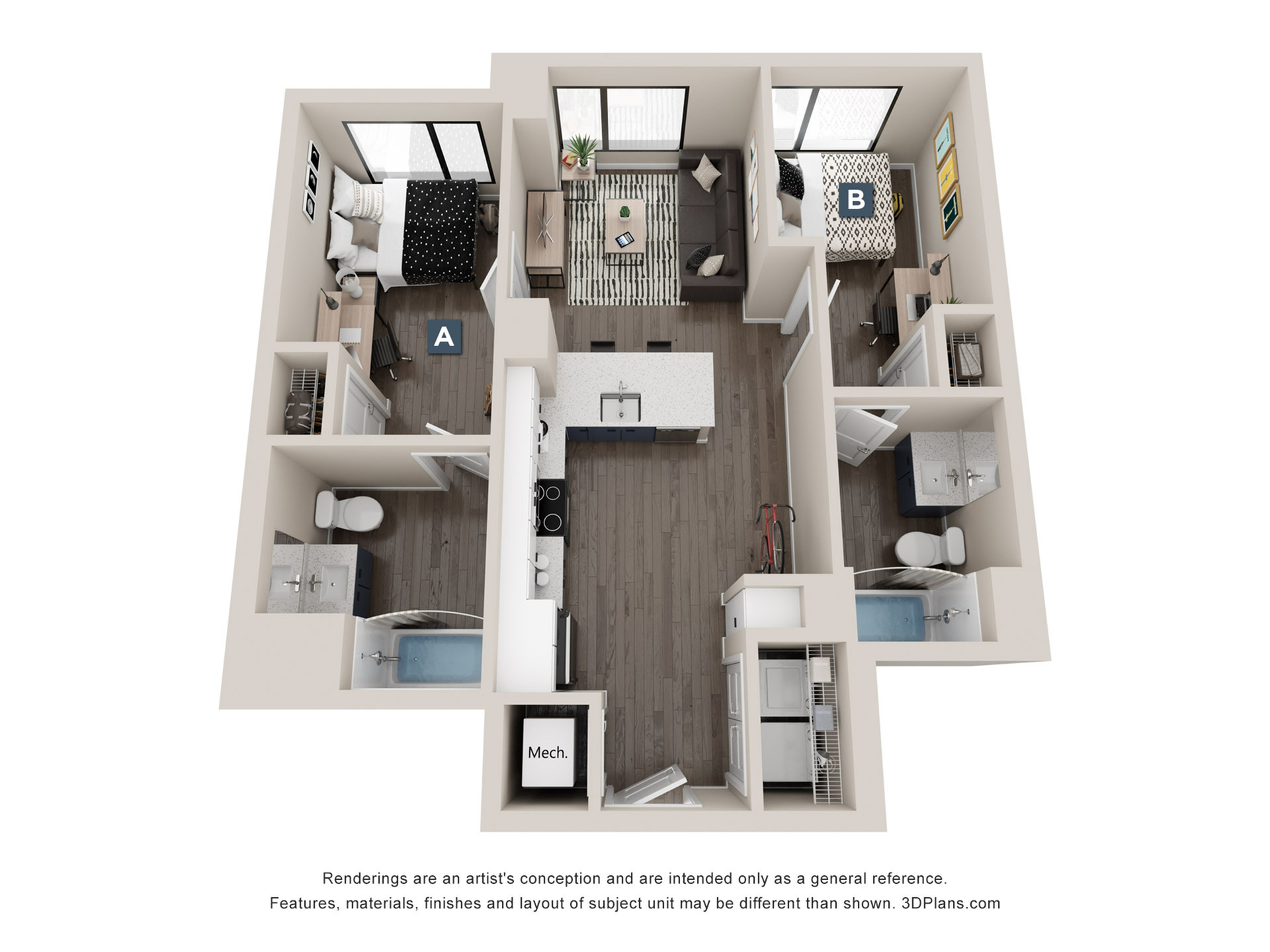 B3 - 2x2 Floor plan