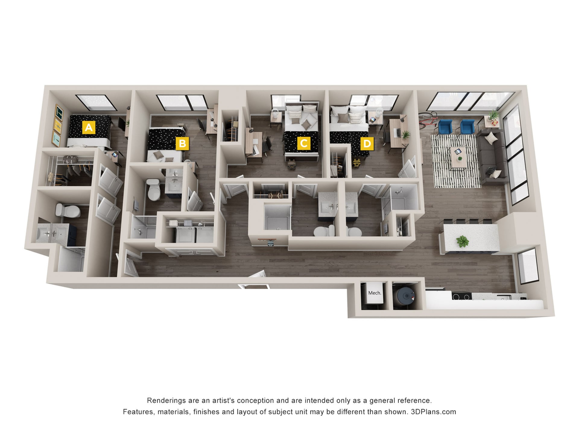 D4 - 4x4 Floor plan