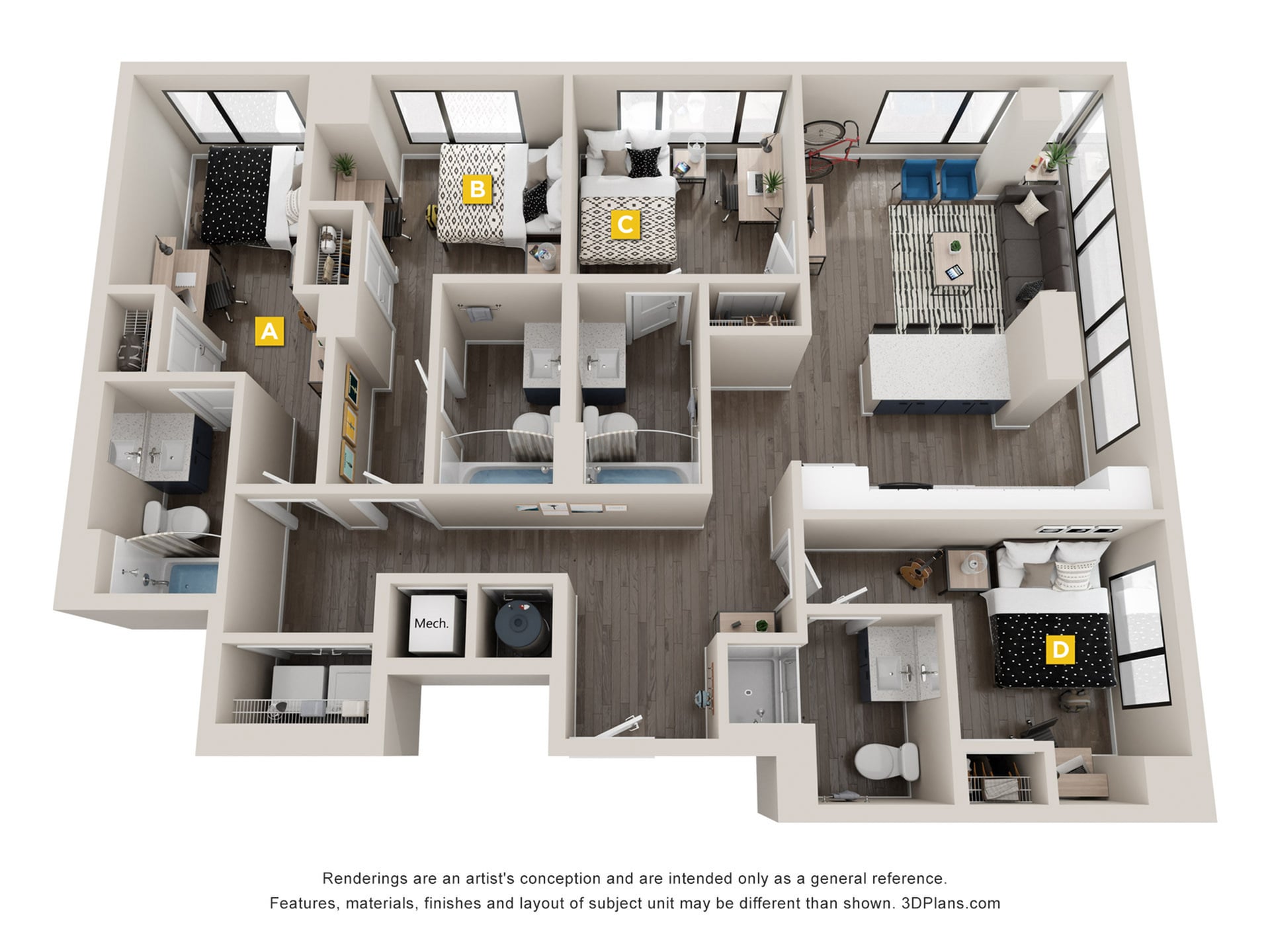 D3 - 4x4 Floor plan